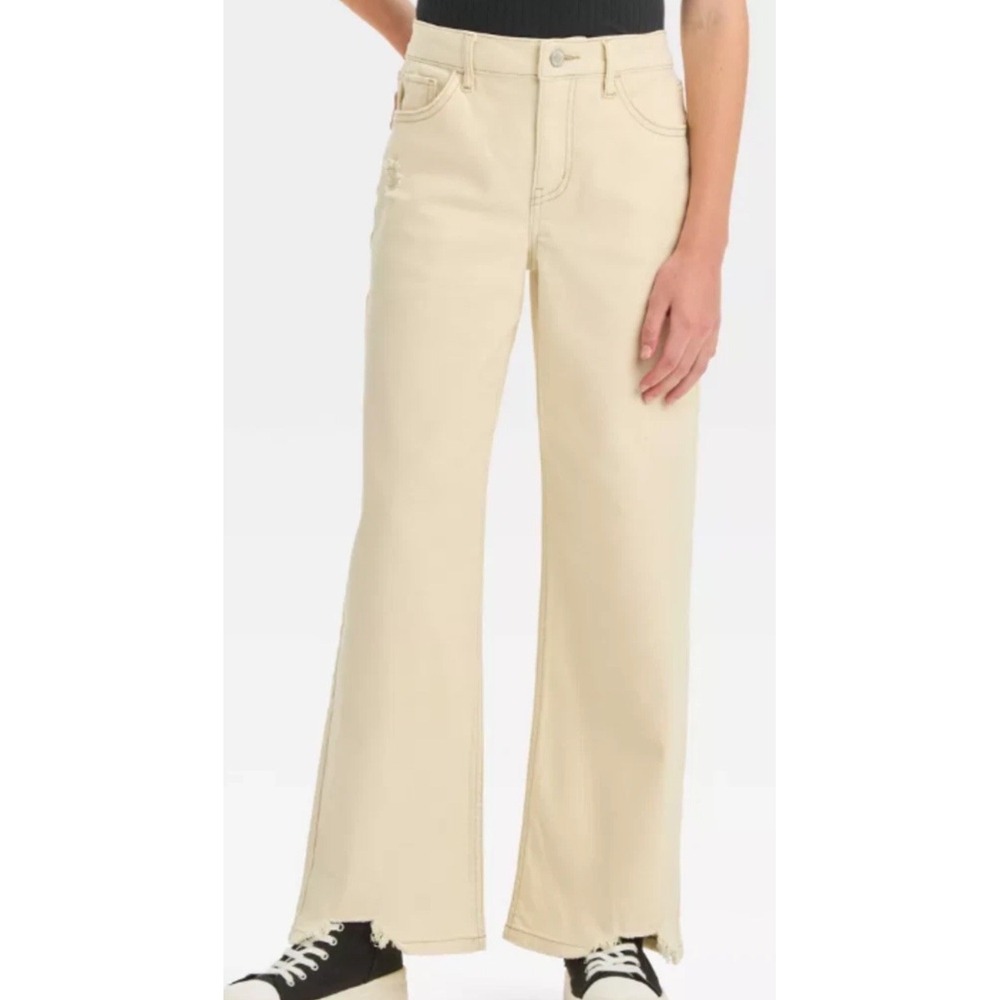 NEW Art Class Girls'‎ High-Rise Relaxed Hip Baggy Jeans Off White Size 7